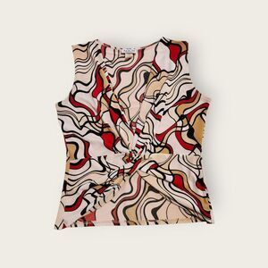 Vintage Y2k MKM Designs tan v-neck cropped graphic sleeveless tank top